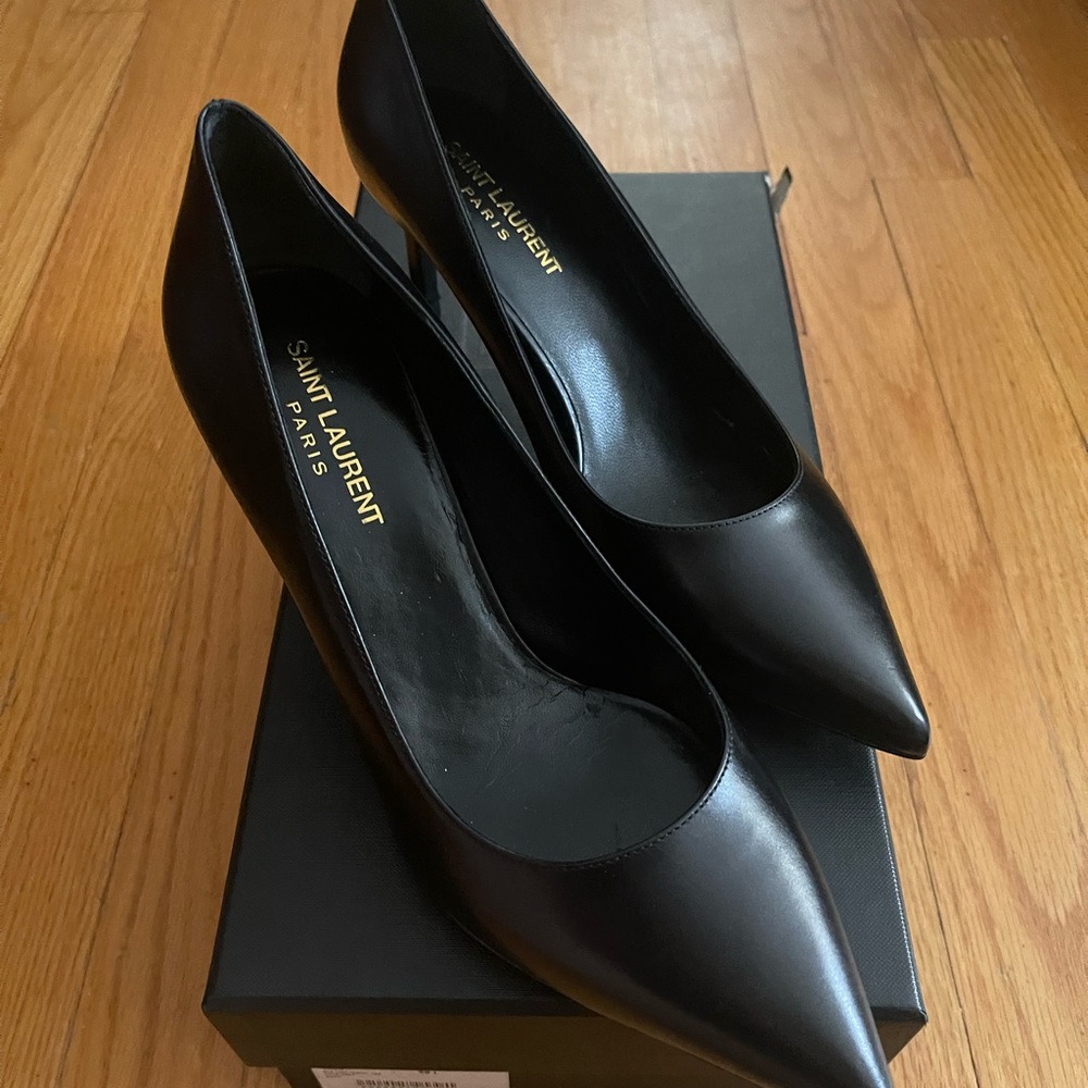 Saint Laurent Mid Height Calf Leather Pumps